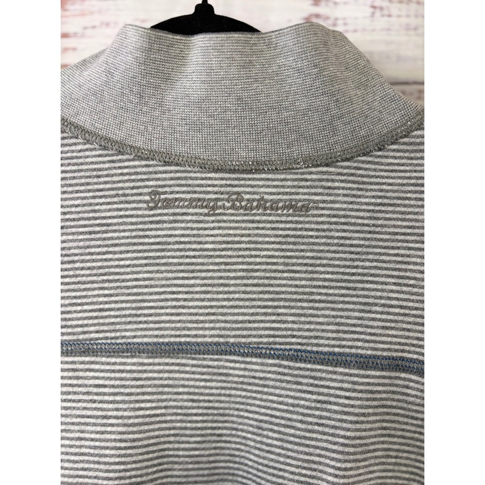 Tommy Bahama Mens 2XL Reversible Quarter Zip Pullover Gray Striped Sweater - Picture 13 of 13